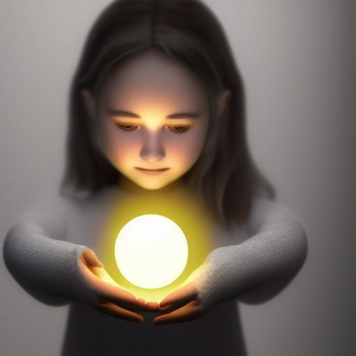 Mythical Spirit Girl with Glowing Orb
