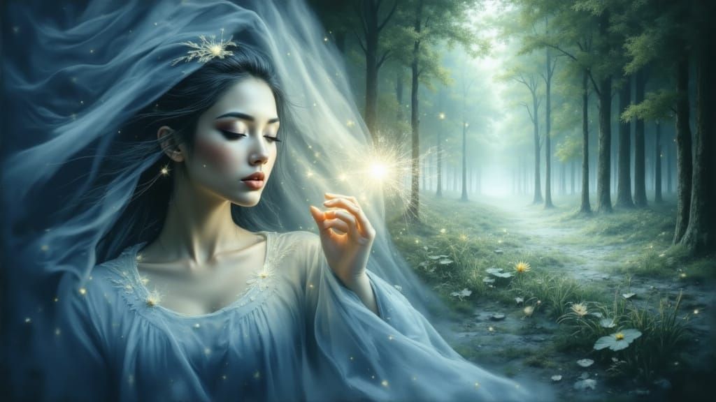 Ethereal Forest Dream with Light Particles