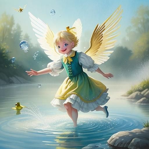Whimsical Duckling and Chicken Fairy Illustration
