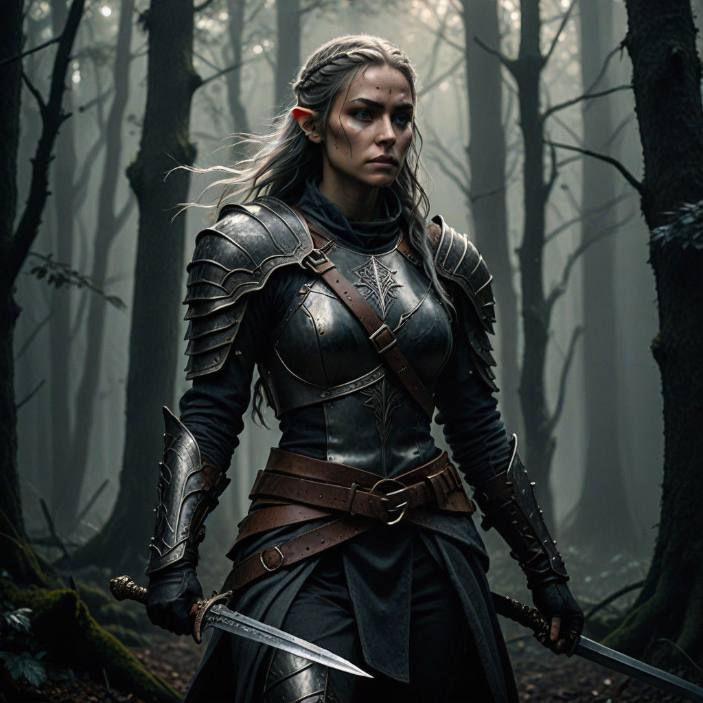 Dark Elven Bandit Captain in Low Fantasy Setting