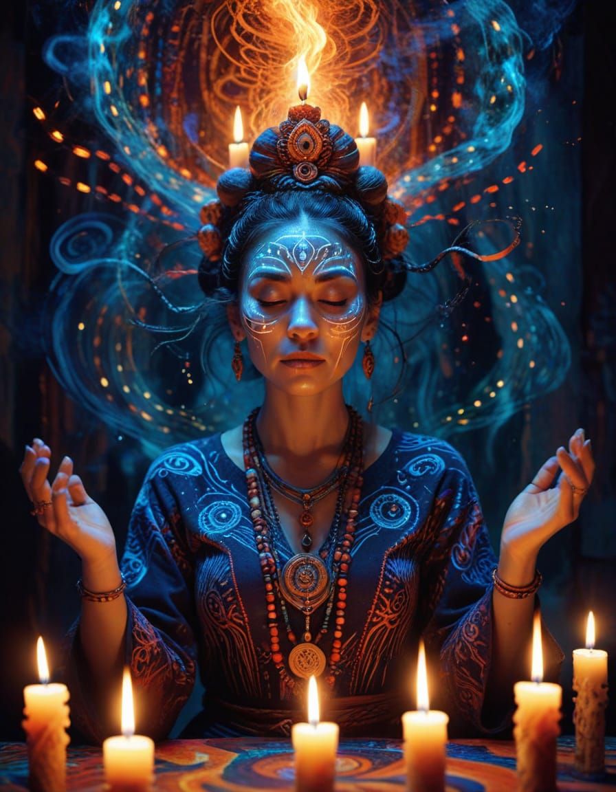 Female Shaman in Trance, Fauvist Dreamscape