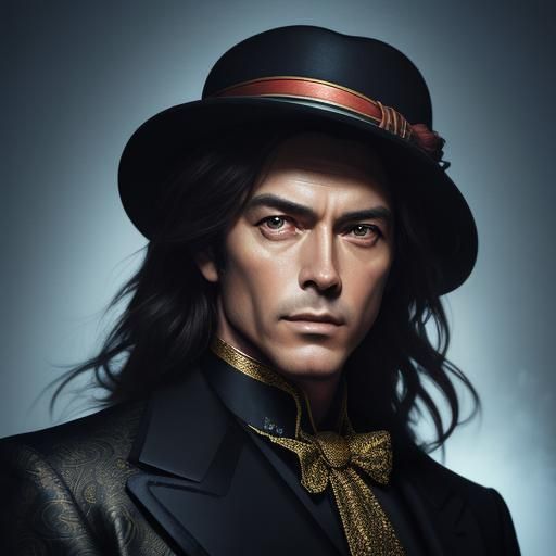 Art Nouveau Portrait of Man in Fedora