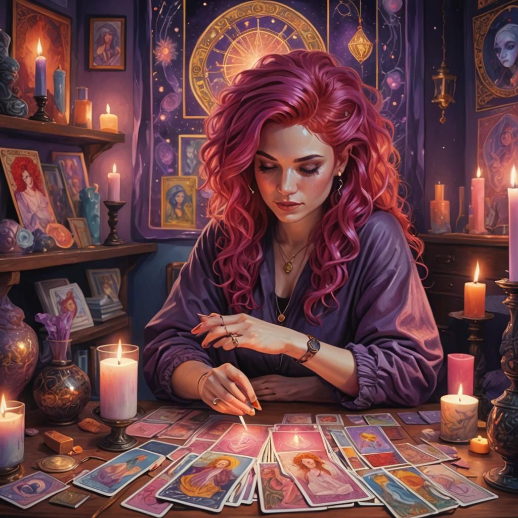 Elsie the Tarot card reader, reading energy.