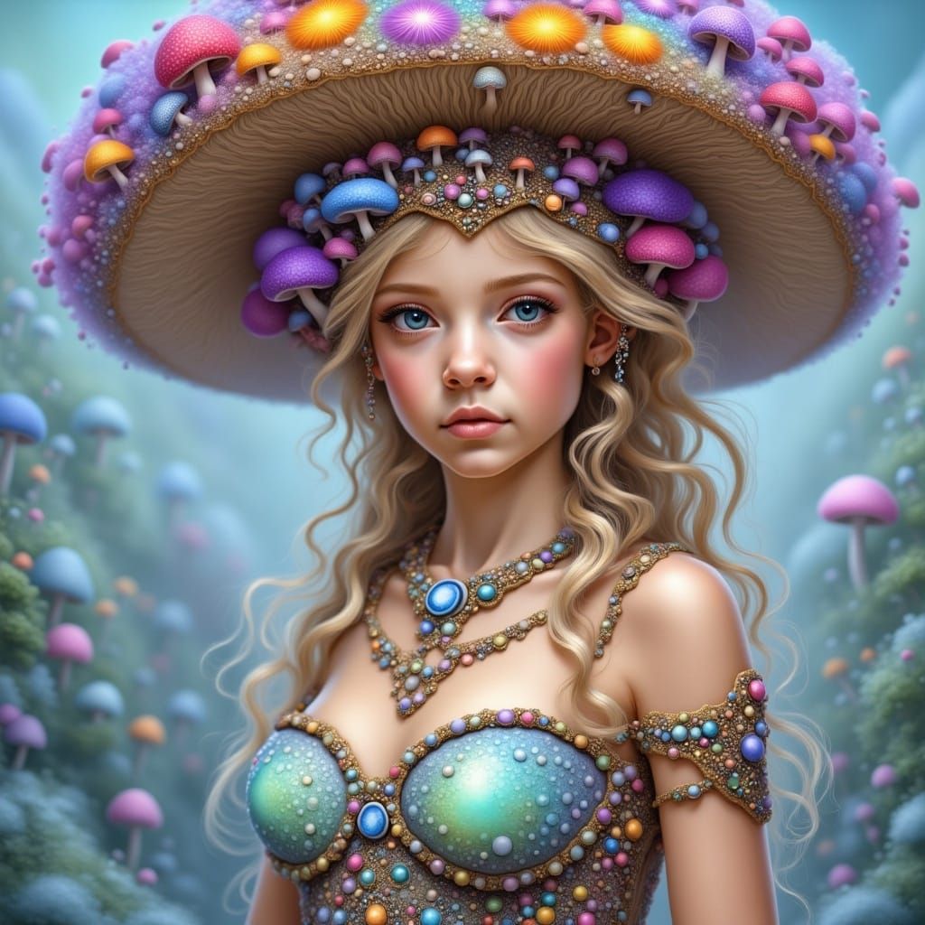 Colorful Cartoon Snow Woman in Whimsical Style