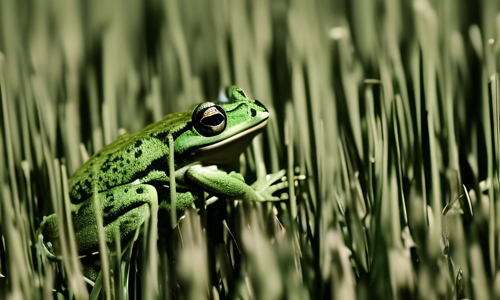 Detailed Image of Frog Amongst Rushes