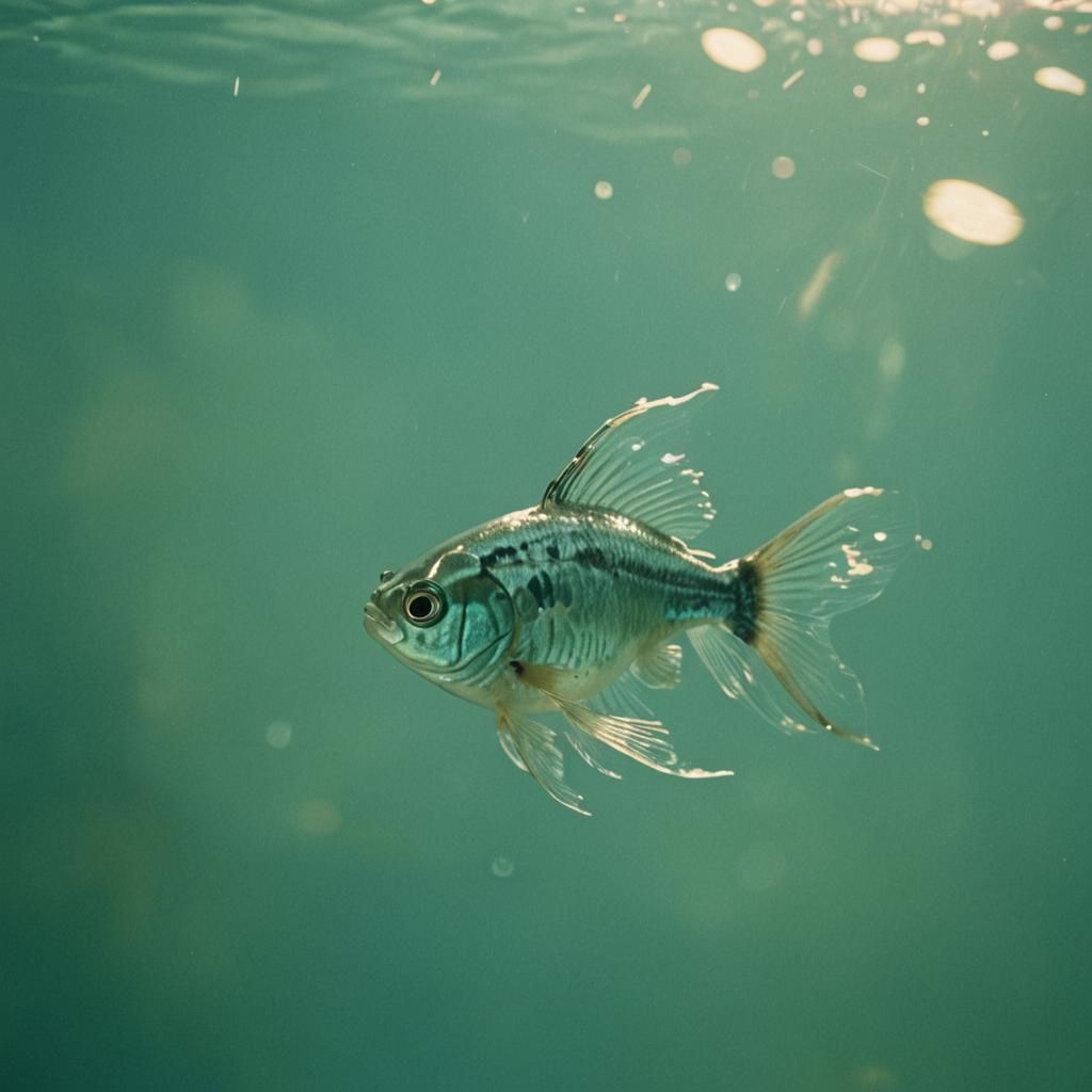 Glass Fish Swimming Underwater in Cinematic Style