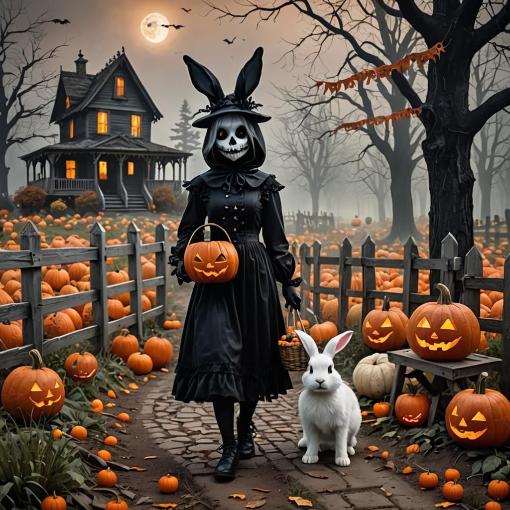 Bunny Costume at Halloween Pumpkin Patch