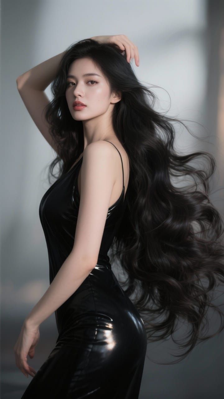 Hyper Realistic Woman Portrait with Flowing Hair