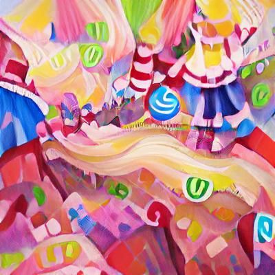 Laughing Vtuber in Candyland Wonderland: Gouache Art