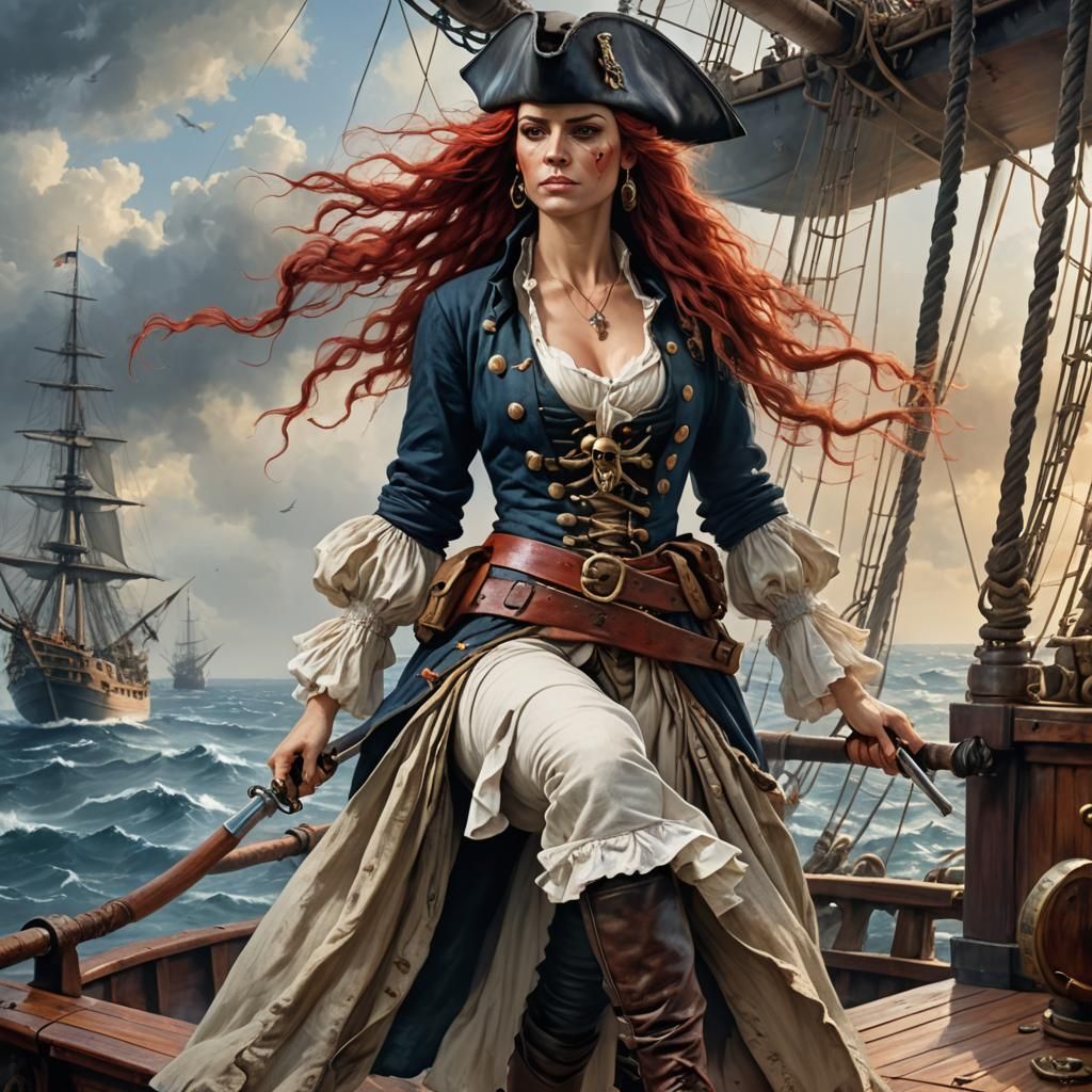Pirate Anne Bonny Portrait in Oil Painting Style