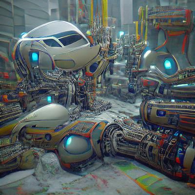 Futuristic Automated Machines Doing Labor in 3D