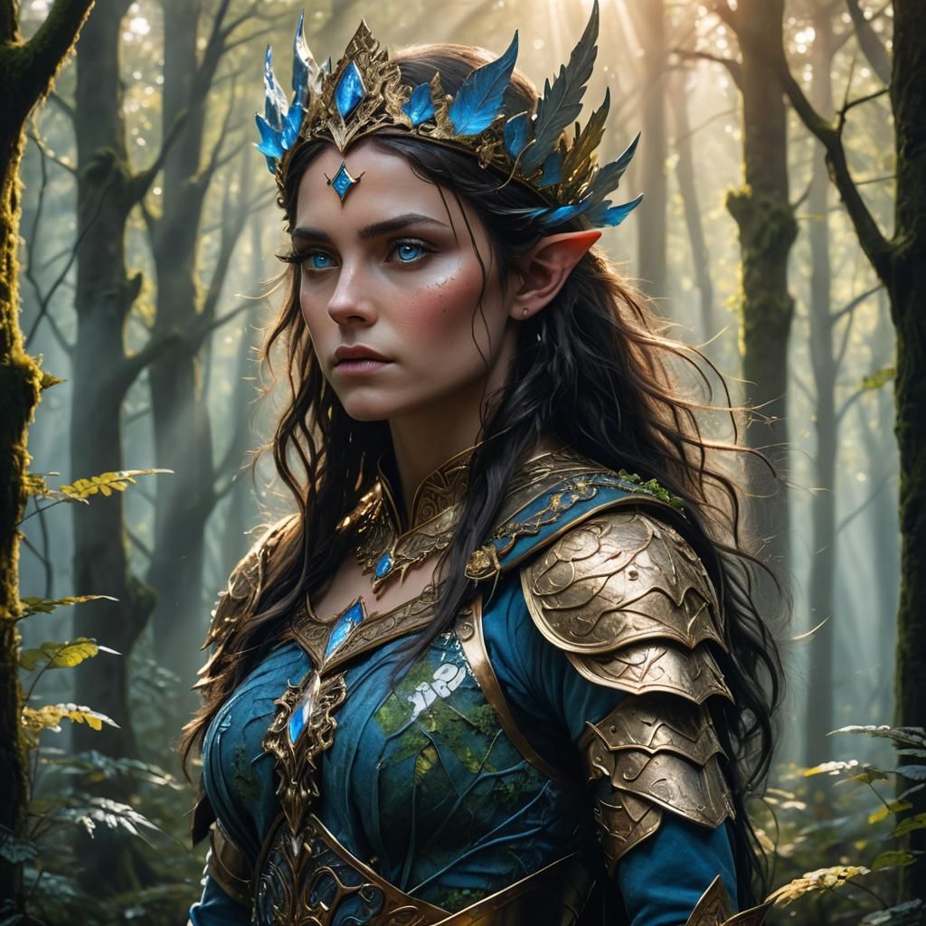 Elven Warrior Queen in a Mystical Forest