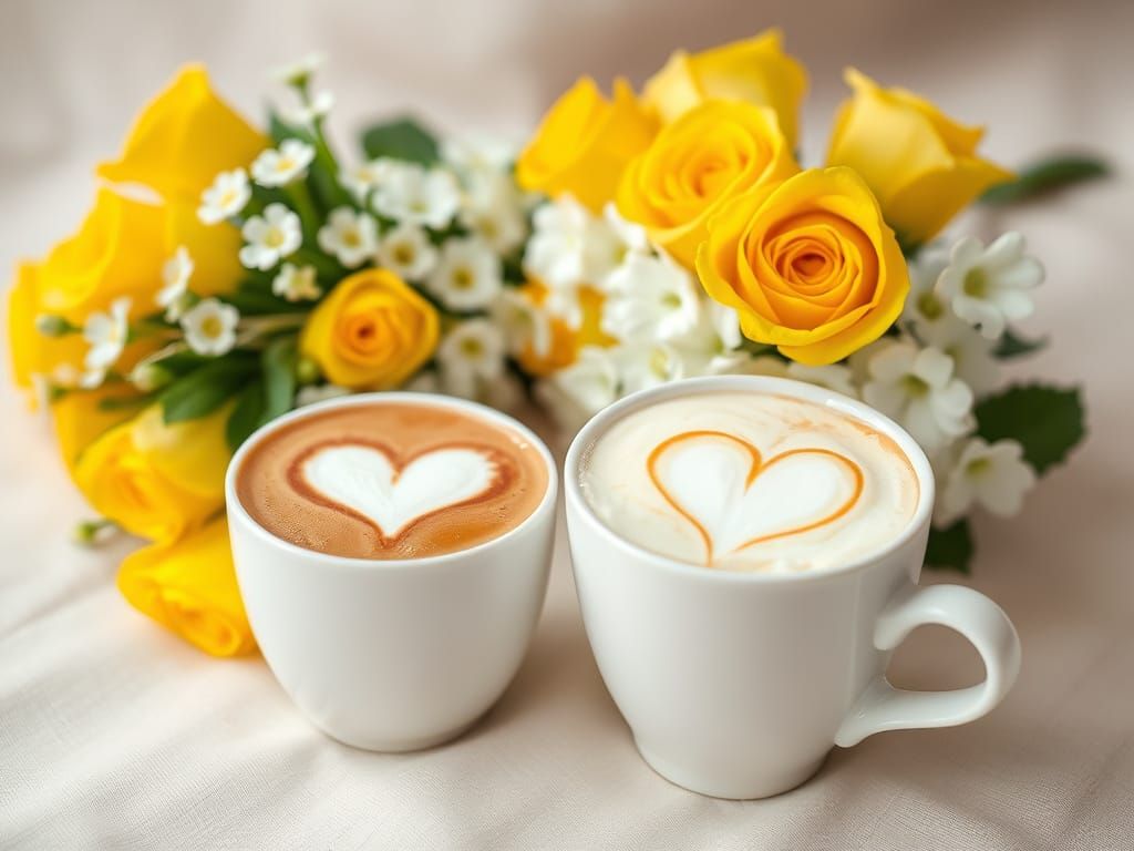 Morning Coffee and Roses: Radiating Joy and Warmth