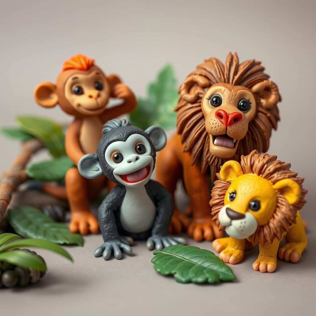 Vibrant Claymation Baby Jungle Animals