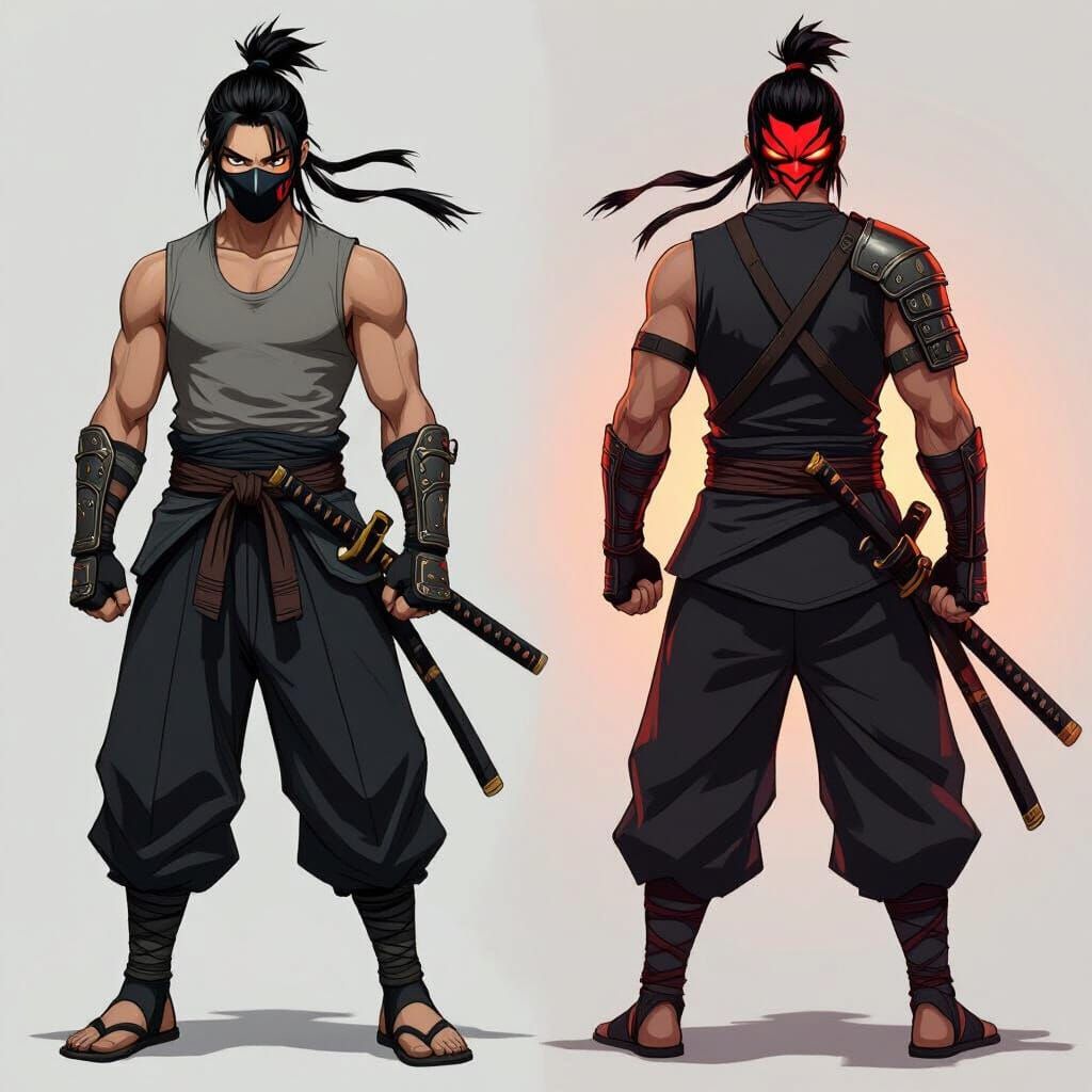 Asian Ninja Concept Art in Kishimoto Style