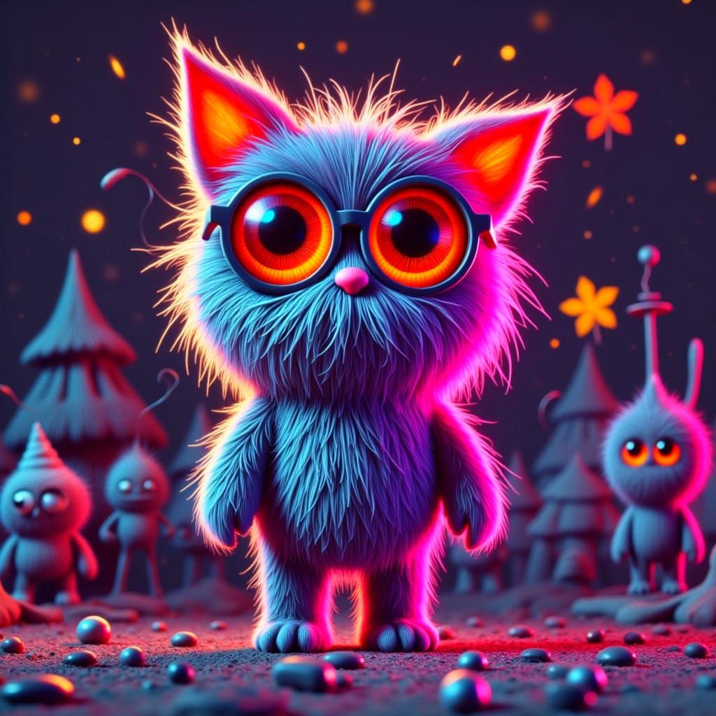 Ethereal Neon Creature in Vibrant Colors