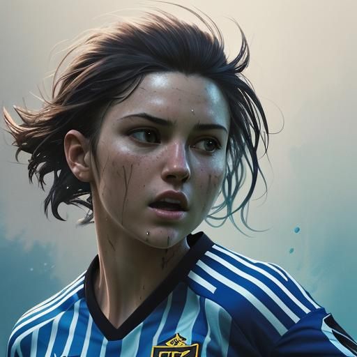 Hyperrealistic Soccer Player in Splash Art Style