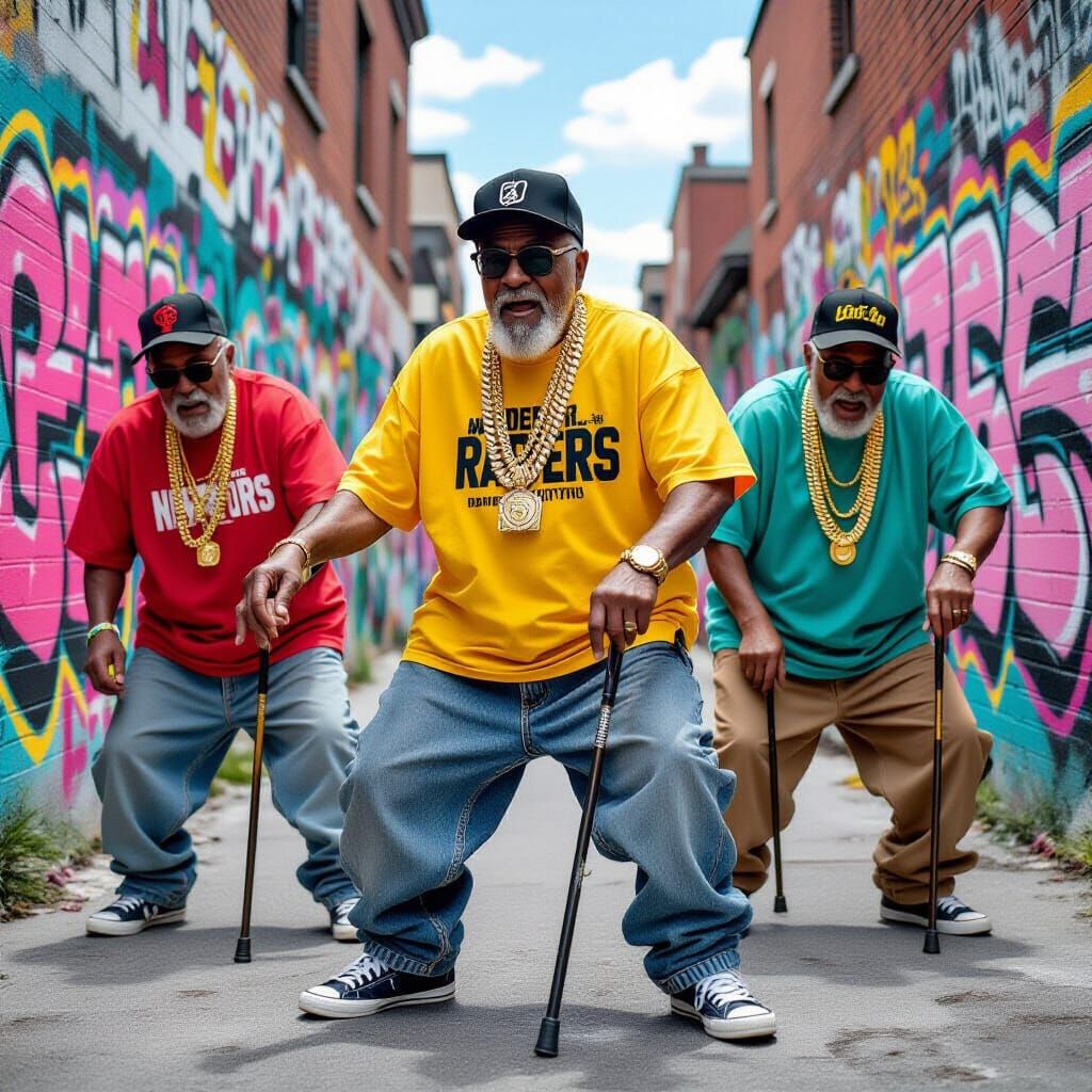 Grandpas Rapping in Cartoon Realism Style