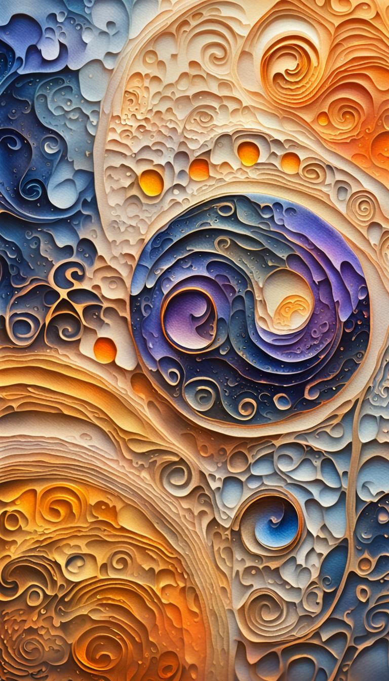 Abstract Expressionism with Watercolor Textures and Zen Sand...