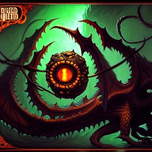 Draconic Beholder in Dark Fantasy Style