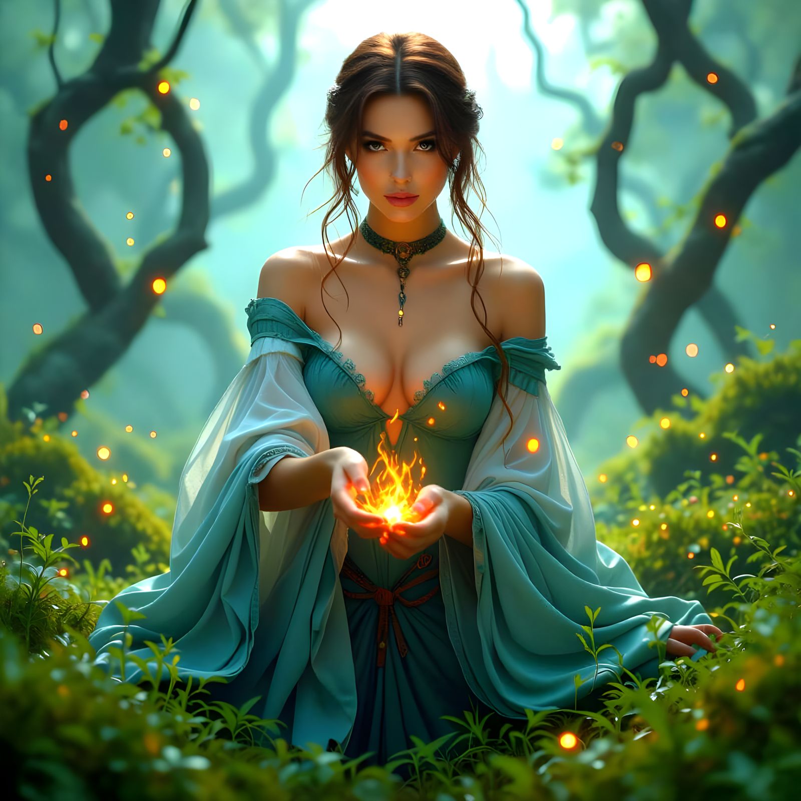 Ethereal Woman Portrait in Dreamlike Forest