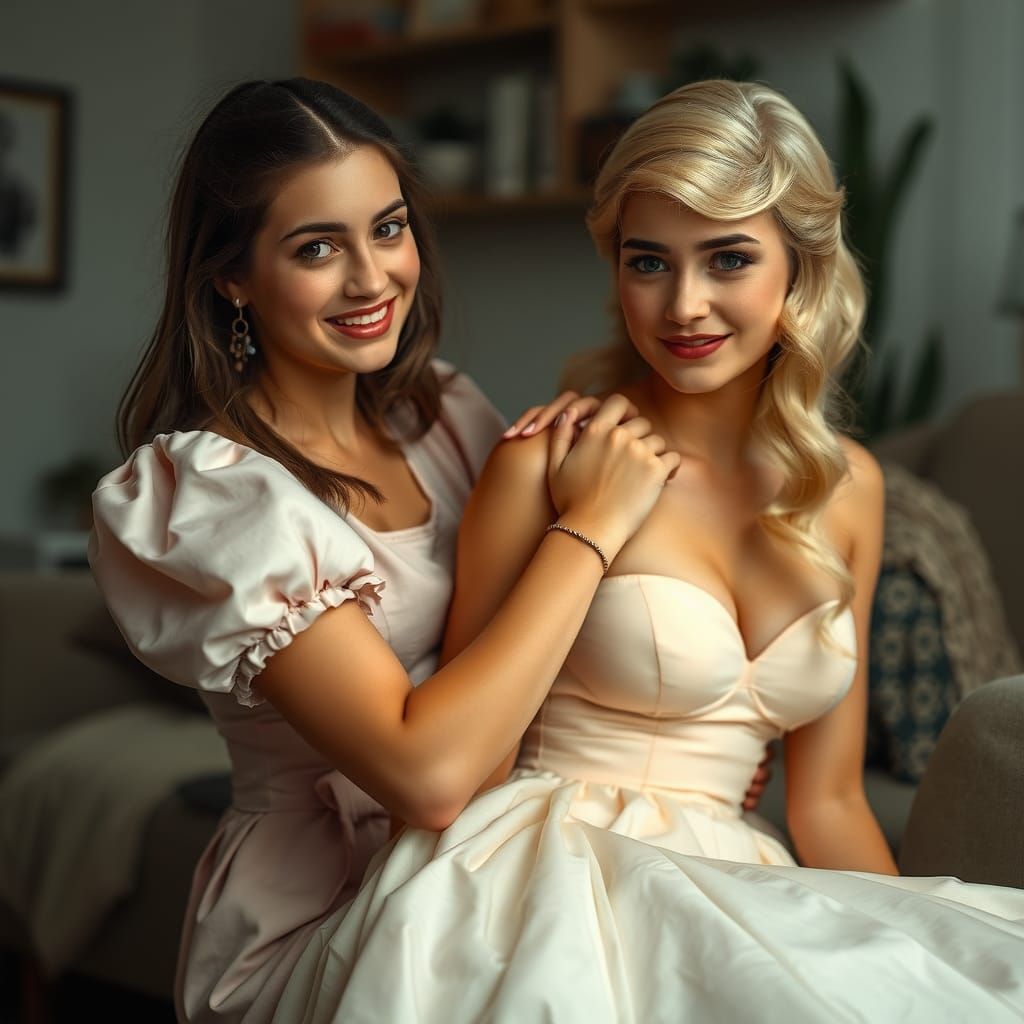 Friends Share Intimate Moment in Soft Studio Lighting