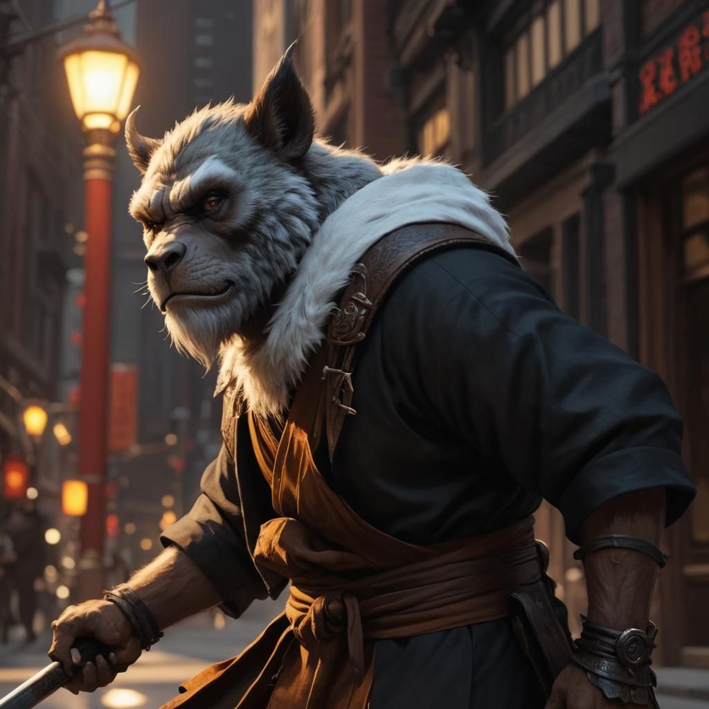 Bugbear Monk in 1920s Chicago: 3D Anime Art