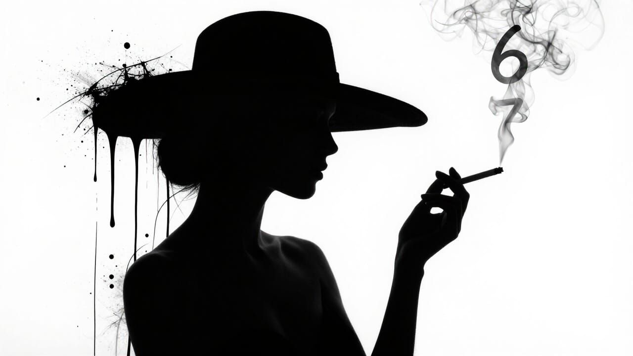 Elegant Woman Silhouette with Smoke Numbers, Dripping Paint ...