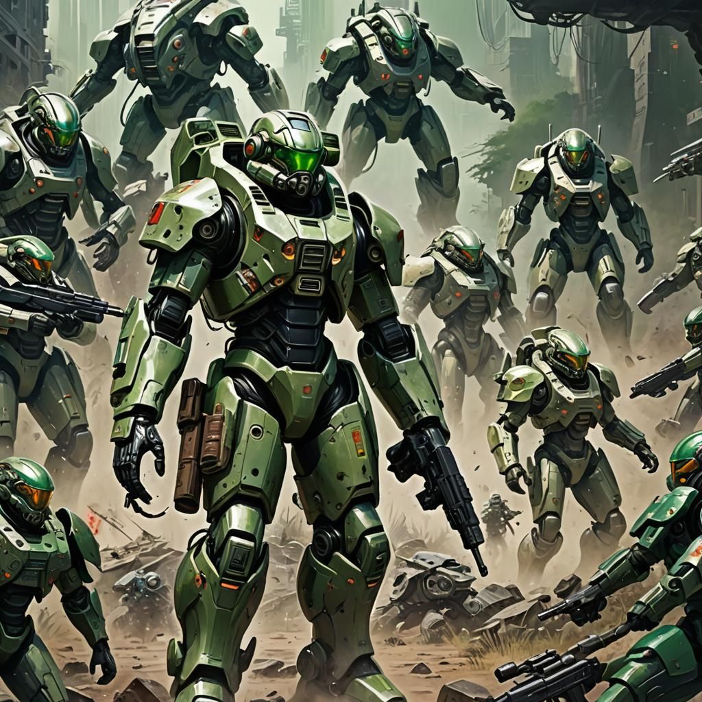 Futuristic Troopers in Dystopian Dreamscape