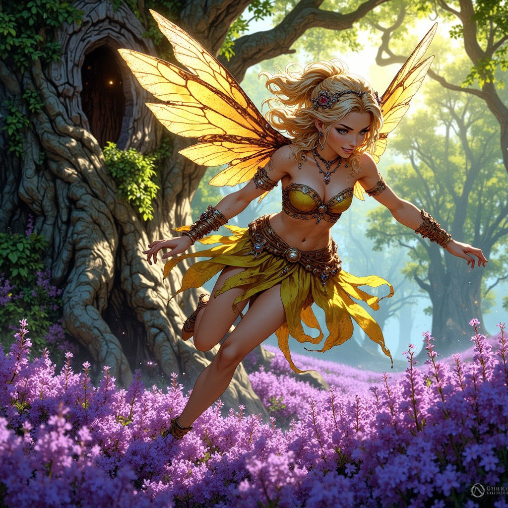 Iridescent Fairy in Lavender Field: Anime-Inspired 3D Art