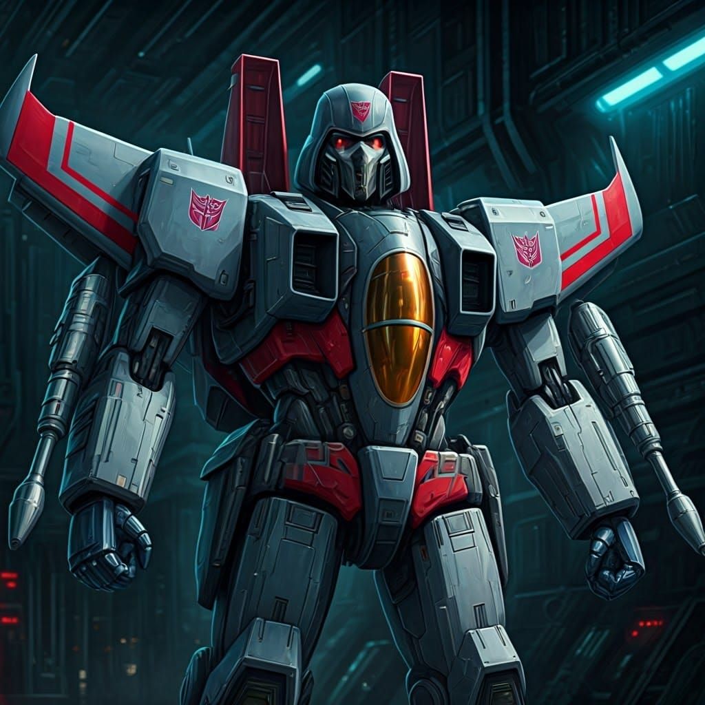 Starscream and Cobra Commander Fusion in Cyberpunk Style