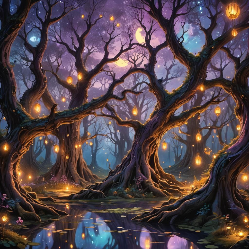Enchanted Forest: Fairies, Fireflies, and Ancient Trees