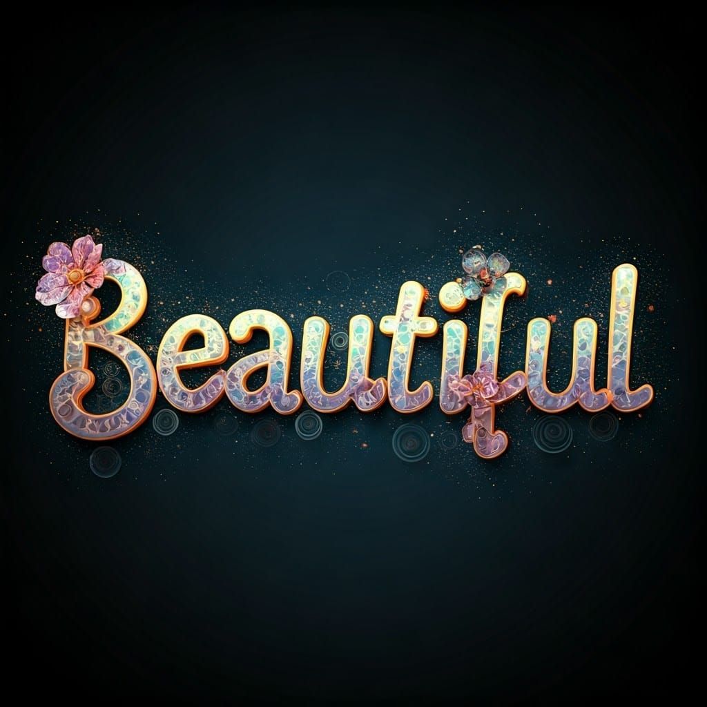 Surreal, Glittering Font Artwork with Quilling Patterns