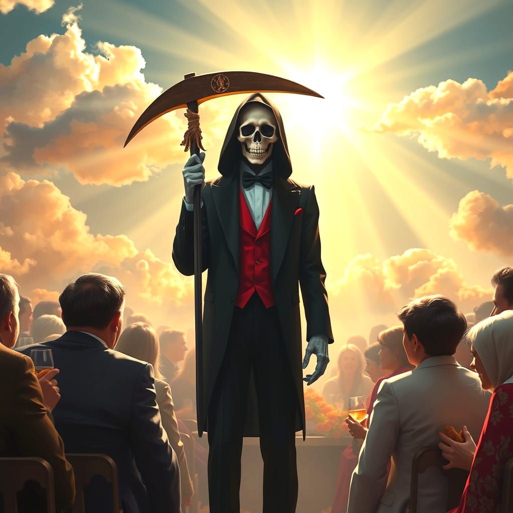 Grim Reaper's Retirement Party in Heaven