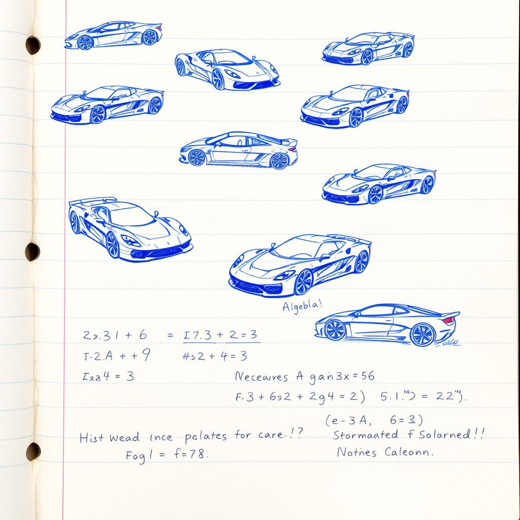 Futuristic Sportscars in Ballpoint Pen Doodles
