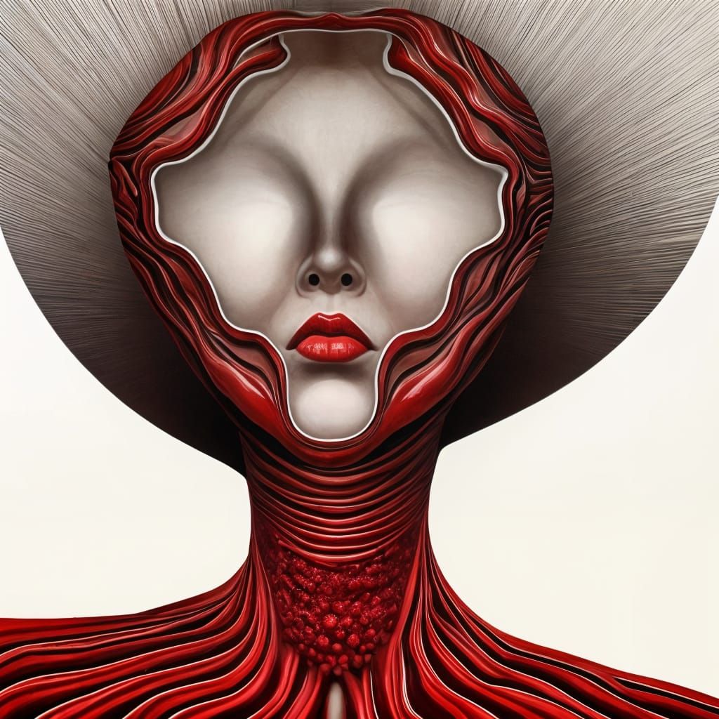 Eldritch Lady in Red, Cyberpunk Art