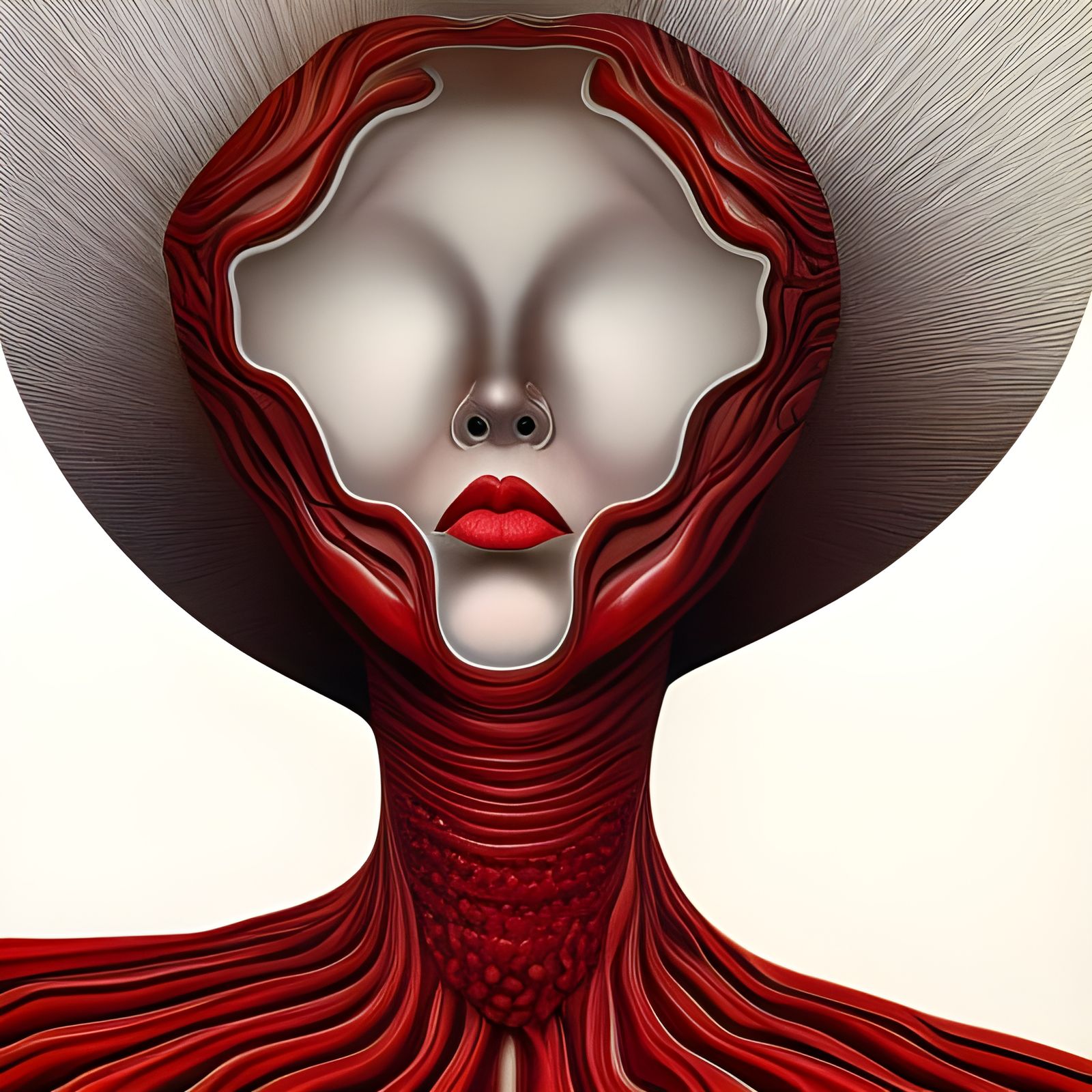 Eldritch Lady in Red: A Surreal Portrait