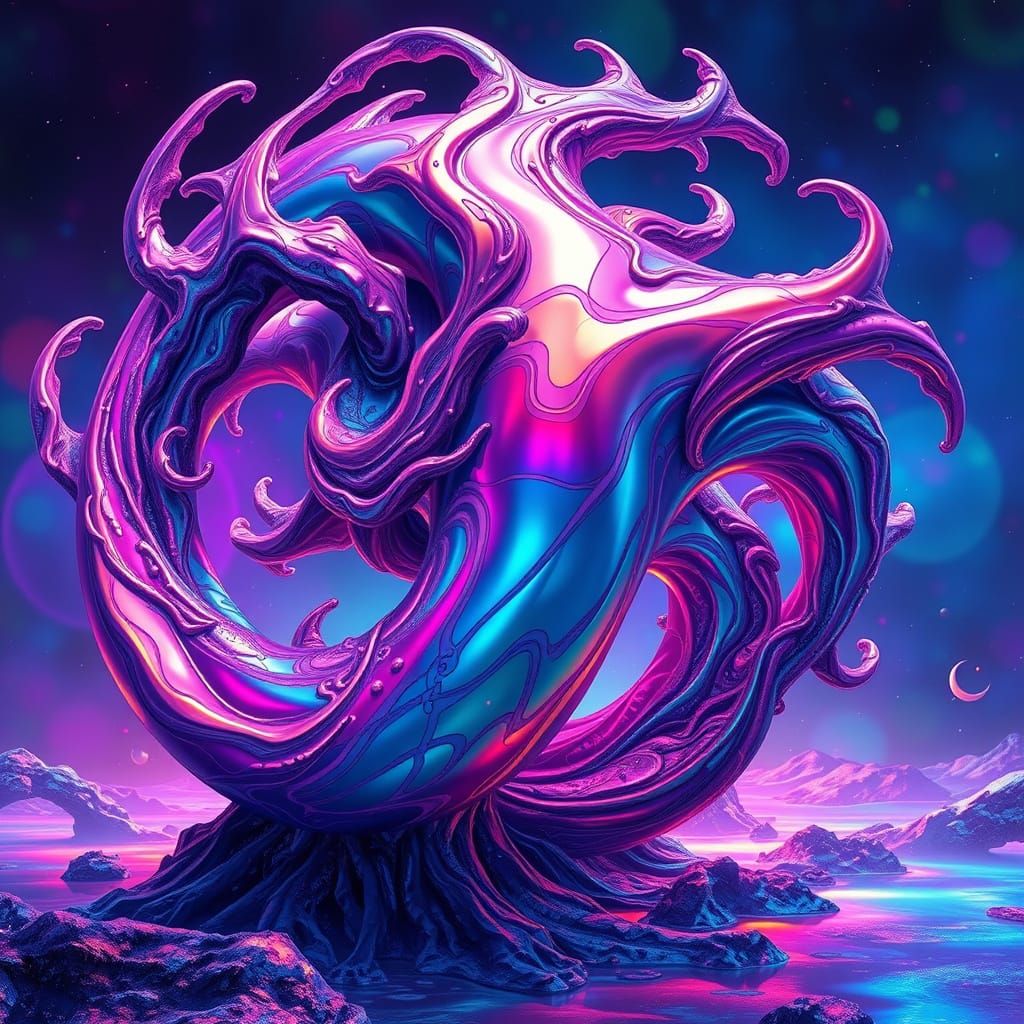 Surreal, Neon-Lit Dreamscapes in Vibrant Colors