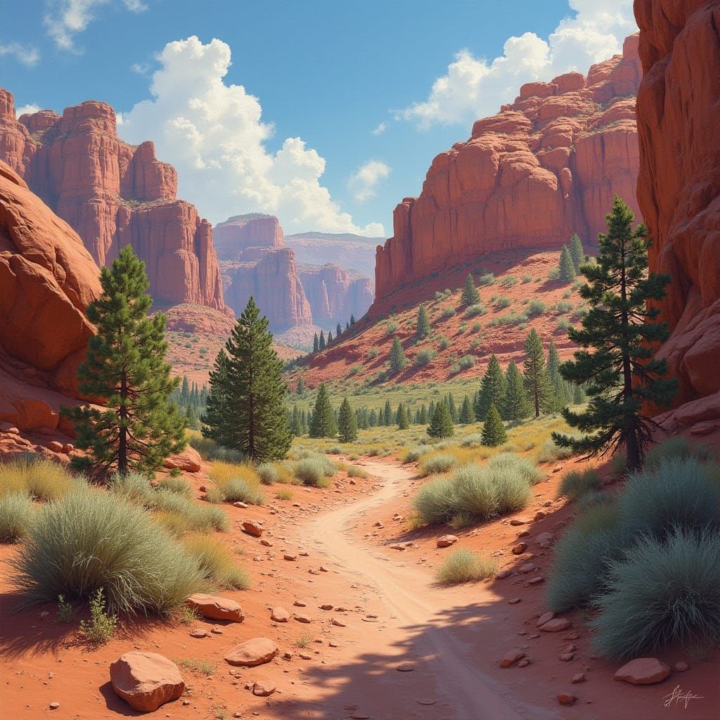 Utah Landscape Painting with Dramatic Lighting