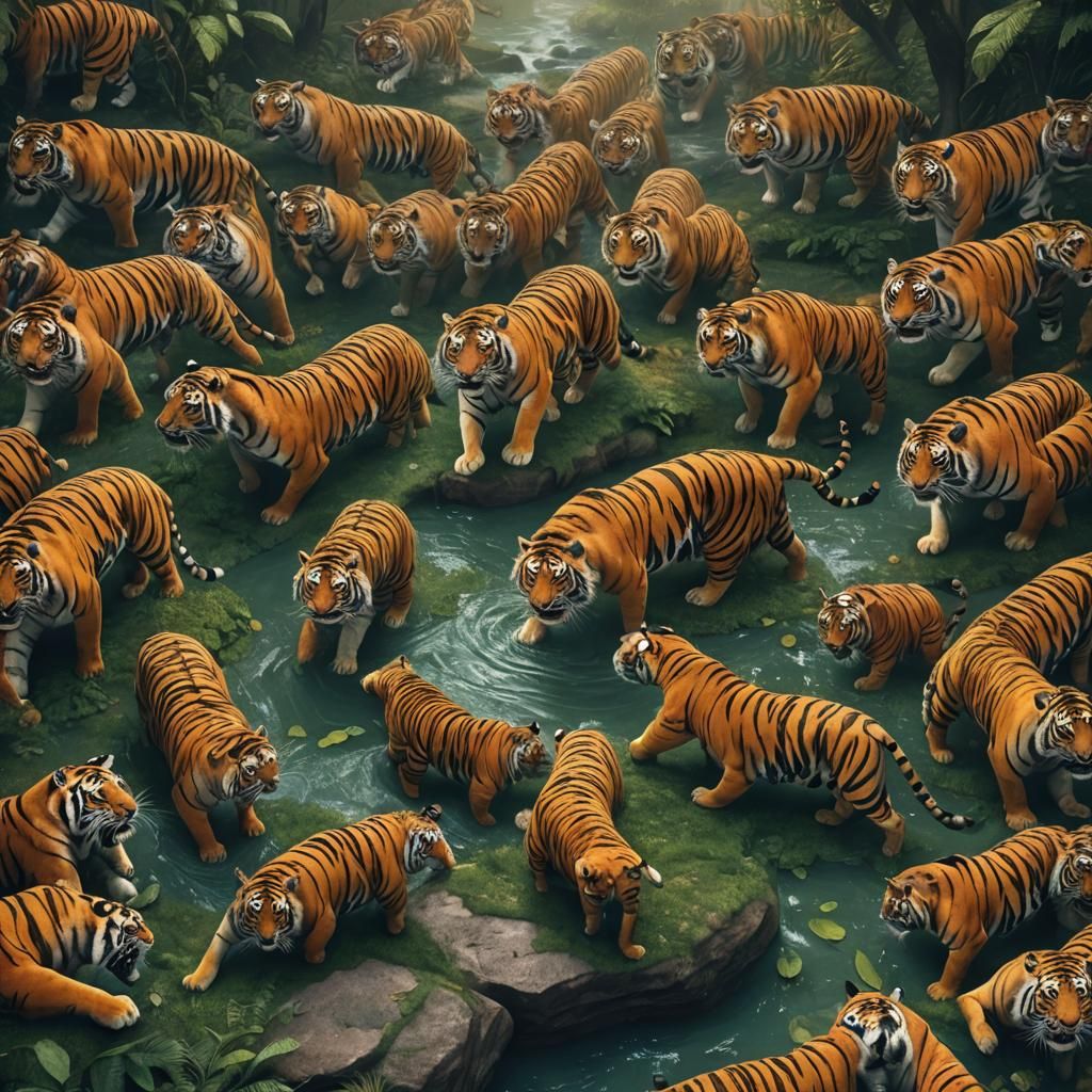 Indian Tigers: Detailed Matte Painting in Deep Color