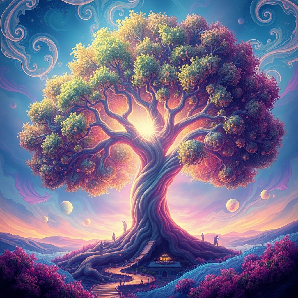 Ethereal Tree of Life in a Surreal Landscape