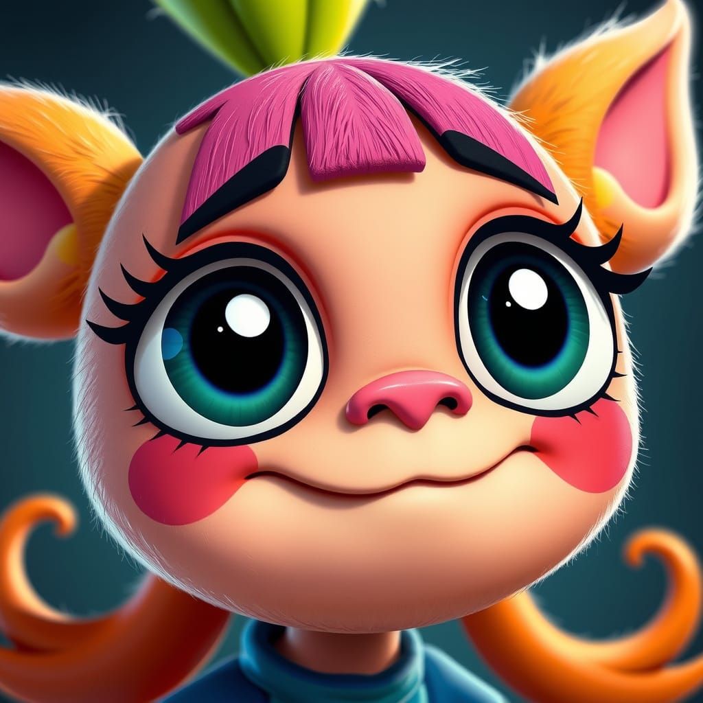 Vibrant Cartoon Character in Modern Stylings