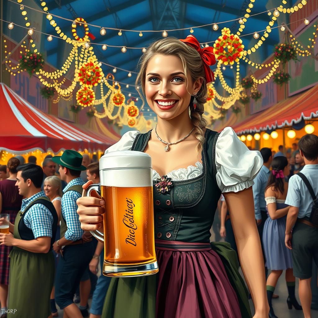 Oktoberfest Celebration in Vibrant Painterly Style