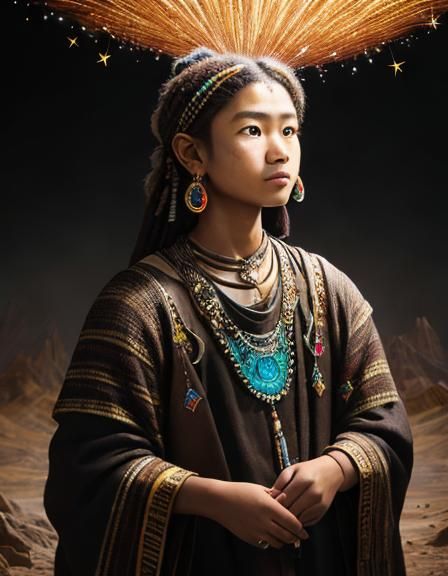 Nomad Family: Tribal Portrait in Symbolist Style