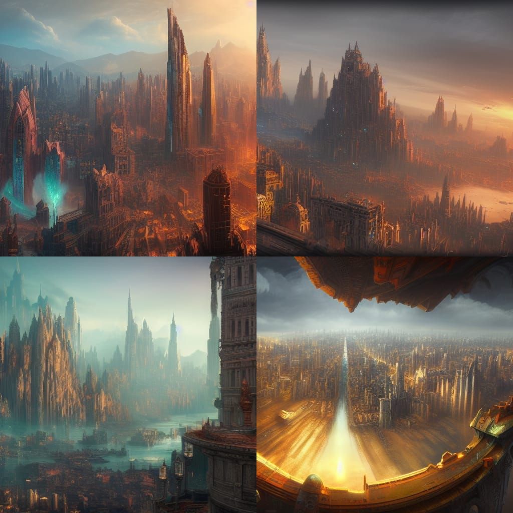 Fantastical City Matte Painting in Deep Color