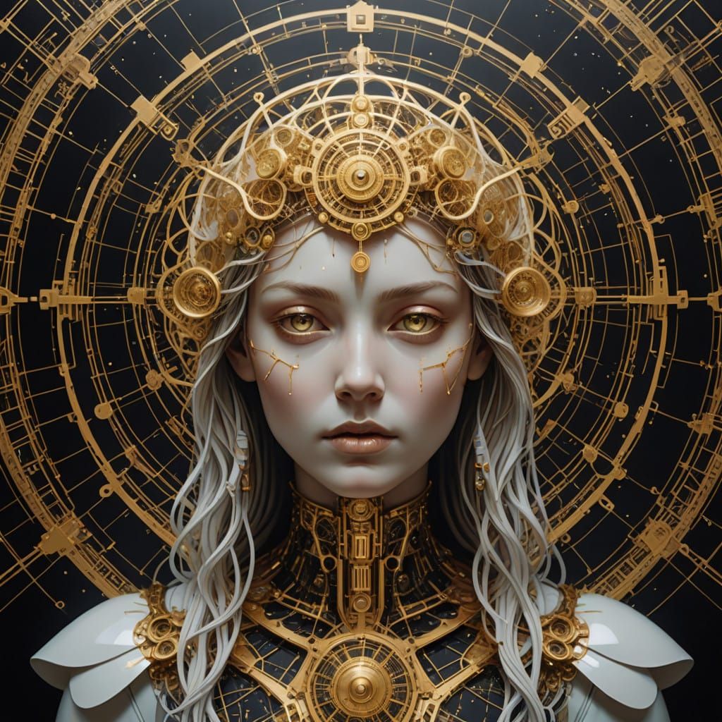 Victorian Cyberpunk Angel Emerges Through Chronovisor