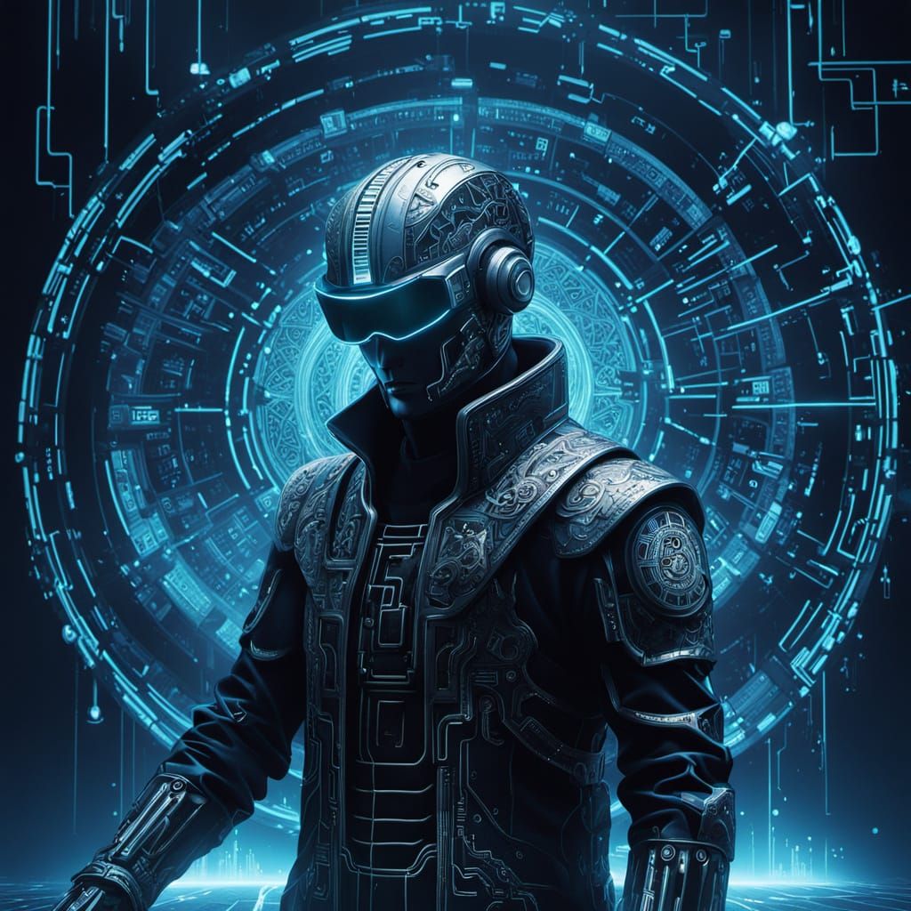 Cyberpunk Renaissance Masterpiece: Divine Birth of Bitcoin