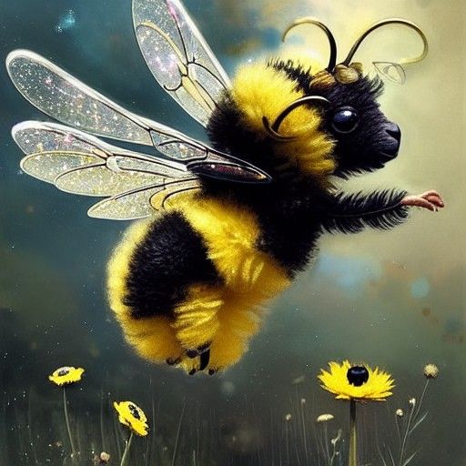 Adorable Sheep-Bee Hybrid in Flight