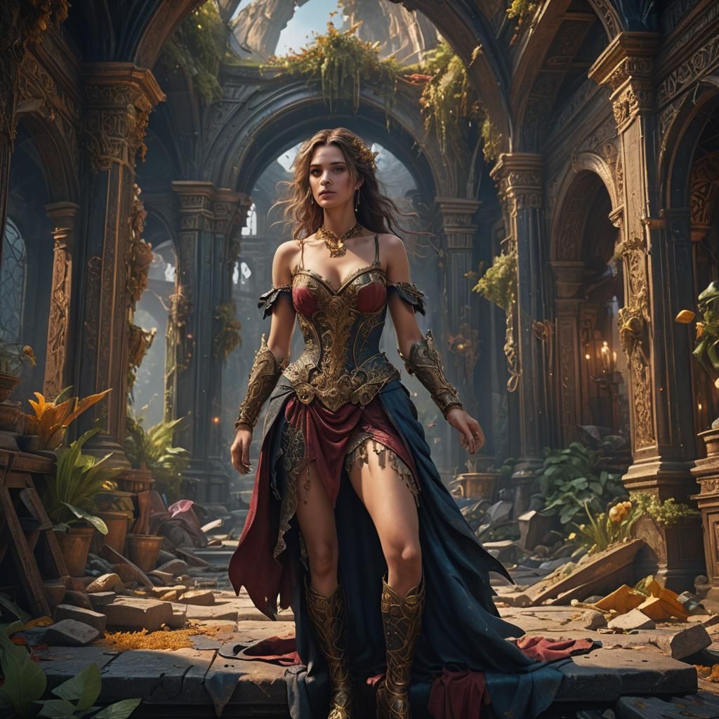 Fantastical Matte Painting of Woman Undressing