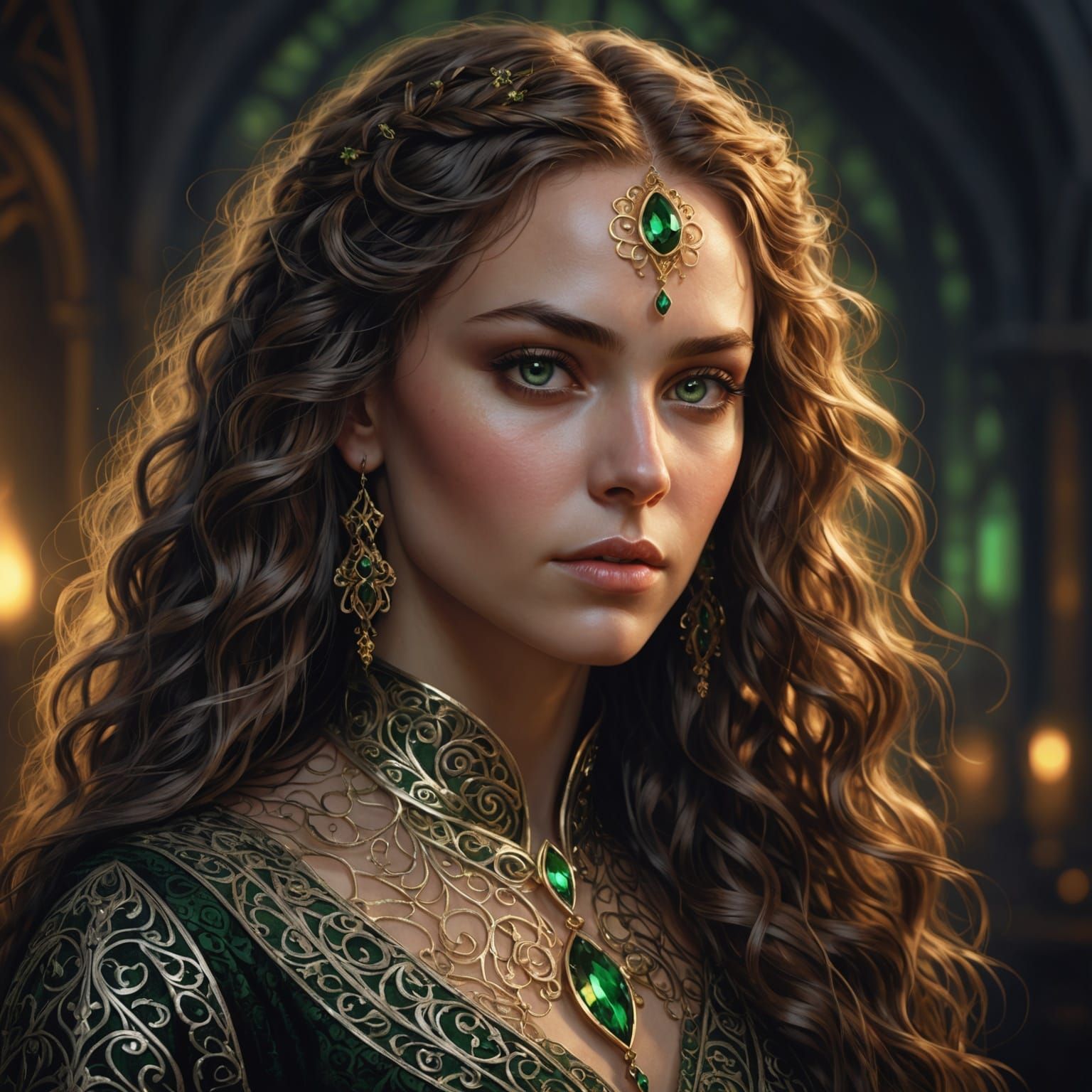 Slavic Gothic Woman Portrait in Fantasy Style